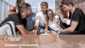  Presentation with shaking hands - Beautiful PPT theme featuring when discussing a new project backdrop and a coral colored foreground