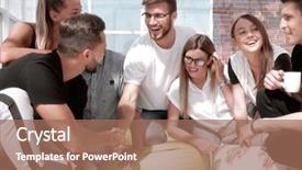  Presentation with shaking hands - PPT layouts with when discussing a new project background and a coral colored foreground