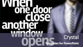  Presentation with man door - Slides enhanced with when one door close another background and a ocean colored foreground