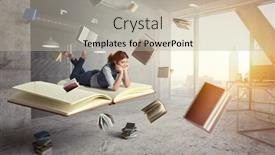  Presentation with reading - PPT theme enhanced with when-reading-takes-you-away background and a mint green colored foreground