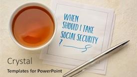  Presentation with social security - PPT layouts enhanced with when-should-i-take-social background and a soft green colored foreground