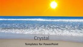  Presentation with sea sun - Presentation theme featuring when the sun rises over the sea background and a light gray colored foreground