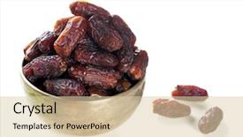  Presentation with date fruit - Theme featuring which eaten in fasting month background and a lemonade colored foreground