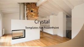  Presentation with apartment - PPT theme having modern renovated apartment with a large fireplace in the middle of the room which makes the ambieme more comforting background and a soft green colored foreground
