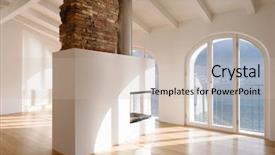  Presentation with apartment - PPT theme consisting of modern renovated apartment with a large fireplace in the middle of the room which makes the ambieme more comforting background and a soft green colored foreground