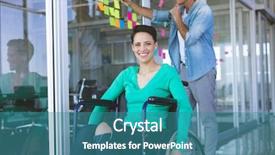  Presentation with writing notes - Colorful presentation enhanced with while caucasian male executive writing backdrop and a teal colored foreground