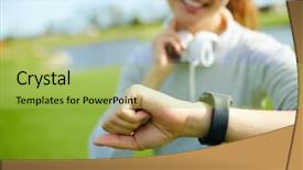  Presentation with worried young female college student - Audience pleasing PPT layouts consisting of while checking time of training backdrop and a  colored foreground