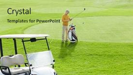  Presentation with green officebuilding man - Amazing PPT theme having field while choosing suitable golf backdrop and a  colored foreground