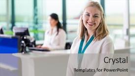  Presentation with staff - Presentation theme enhanced with while colleague working at airport background and a light gray colored foreground