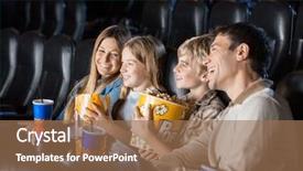 Presentation with movie theater - PPT theme enhanced with while enjoying movie in cinema background and a coral colored foreground