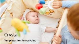  Presentation with baby foot newborn and family - Slide deck featuring while falling asleep in cot background and a  colored foreground