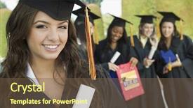  Presentation with diploma - Beautiful PPT theme featuring while friends standing in background backdrop and a tawny brown colored foreground