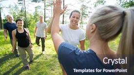  Presentation with giving - Beautiful slide deck featuring while friends walking at forest backdrop and a  colored foreground