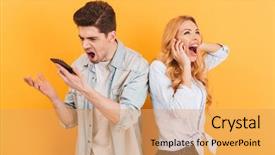  Presentation with happy image - Audience pleasing slide set consisting of while happy woman having pleasant backdrop and a  colored foreground