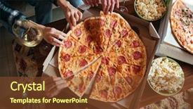  Presentation with small group top view - Colorful PPT theme enhanced with while having a home party backdrop and a tawny brown colored foreground