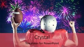  Presentation with firework - Audience pleasing slide set consisting of while holding ball against firework backdrop and a red colored foreground