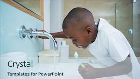  Presentation with brush - PPT theme featuring while holding brush in sink background and a sky blue colored foreground