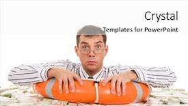  Presentation with camera - PPT layouts featuring while holding by life buoy background and a white colored foreground