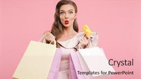  Presentation with hair dress - Cool new slide deck with while holding colorful shopping bag backdrop and a lemonade colored foreground