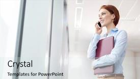  Presentation with rideshare taxi app on smartphone - Slide set featuring while holding document in boardroom background and a sky blue colored foreground