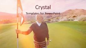  Presentation with golf hd - PPT theme having while holding flag and putter background and a  colored foreground