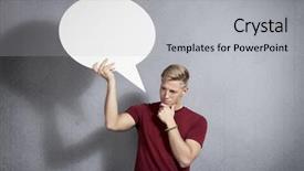  Presentation with handsome - Slide deck consisting of while holding white empty speech background and a light gray colored foreground