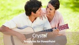  Presentation with guitar - Audience pleasing theme consisting of while looking at his friend backdrop and a coral colored foreground