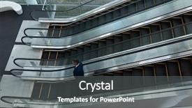  Presentation with low angle view of hockey - Theme enhanced with while moving down on escalator background and a gray colored foreground