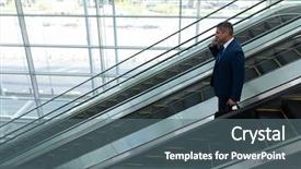  Presentation with moving - Slide deck consisting of while moving down on escalator background and a ocean colored foreground