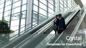  Presentation with race - Slide set consisting of while moving down on escalator background and a gray colored foreground