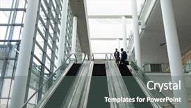  Presentation with hotel front office - Presentation design consisting of while moving down on escalator background and a gray colored foreground