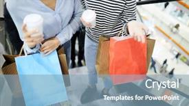  Presentation with modern trade - Audience pleasing PPT theme consisting of while moving upstairs on escalator backdrop and a light blue colored foreground