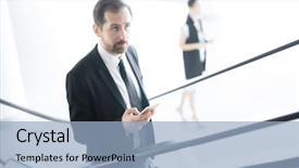  Presentation with moving - Presentation theme with while moving upwards on escalator background and a light blue colored foreground