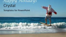  Presentation with santa - Beautiful PPT theme featuring while on a beautiful beach backdrop and a light blue colored foreground
