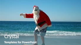  Presentation with santa - Colorful theme enhanced with while on a beautiful beach backdrop and a teal colored foreground