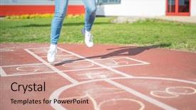  Presentation with kids playing - Presentation having while playing hopscotch at park background and a coral colored foreground