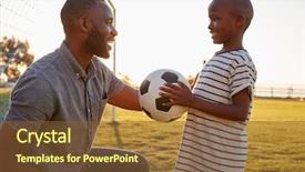  Presentation with football - Colorful PPT theme enhanced with while playing with his dad backdrop and a tawny brown colored foreground