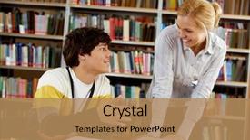  Presentation with cultural program for students - Theme featuring while preparing lessons in college background and a coral colored foreground