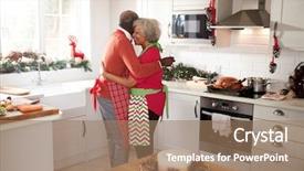  Presentation with black wedding holding hands - Slides enhanced with while preparing meal on christmas background and a coral colored foreground