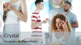  Presentation with reading table - Cool new PPT theme with while reading message or notification backdrop and a light blue colored foreground