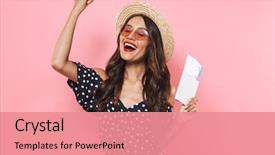  Presentation with straw - Cool new presentation design with while rejoices and holding passport backdrop and a coral colored foreground