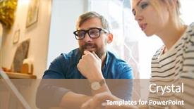  Presentation with man vs woman - Cool new PPT theme with while searching for online data backdrop and a  colored foreground