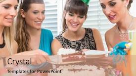  Presentation with birthday cake - Cool new PPT layouts with while sharing a tasty birthday backdrop and a coral colored foreground