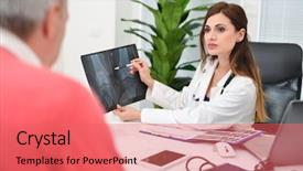  Presentation with asian doctor obese patient - Audience pleasing slides consisting of while showing an x-ray backdrop and a coral colored foreground