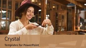  Presentation with sitting posture and computer ergonomics - Audience pleasing PPT theme consisting of while sitting at the cafe backdrop and a coral colored foreground