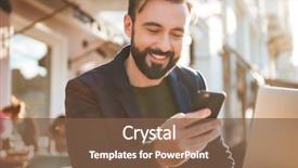  Presentation with man holding phone - Audience pleasing slide deck consisting of while sitting at the cafe backdrop and a tawny brown colored foreground