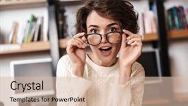  Presentation with student - Presentation design enhanced with while sitting at the library background and a lemonade colored foreground