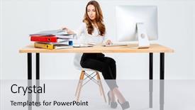  Presentation with commercial documents - Amazing slide set having while sitting at the table backdrop and a light gray colored foreground