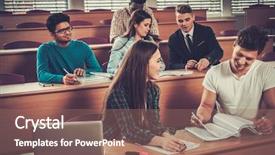  Presentation with lecture hall - Slides with while sitting in a lecture background and a  colored foreground