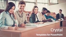  Presentation with lecture hall - Beautiful PPT layouts featuring while sitting in a lecture backdrop and a  colored foreground